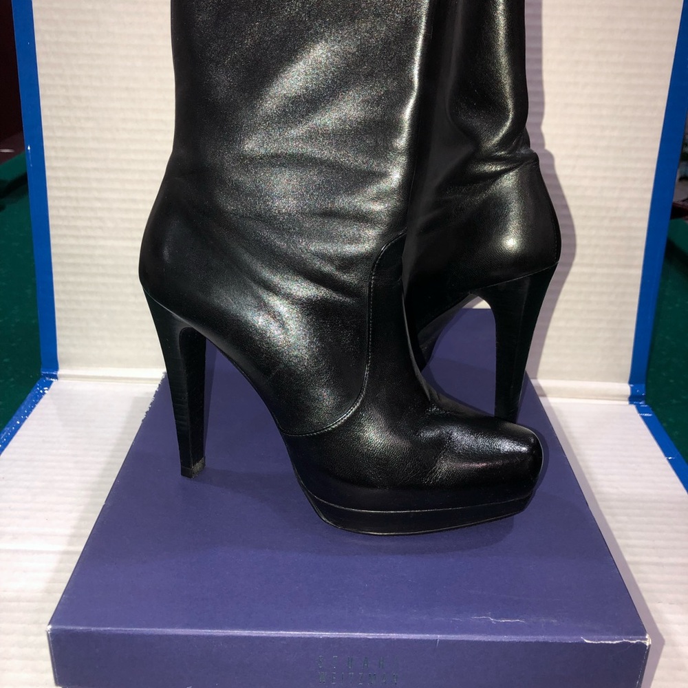 Hp New! Stuart Weizmann Black Platform Boots Size… - image 3